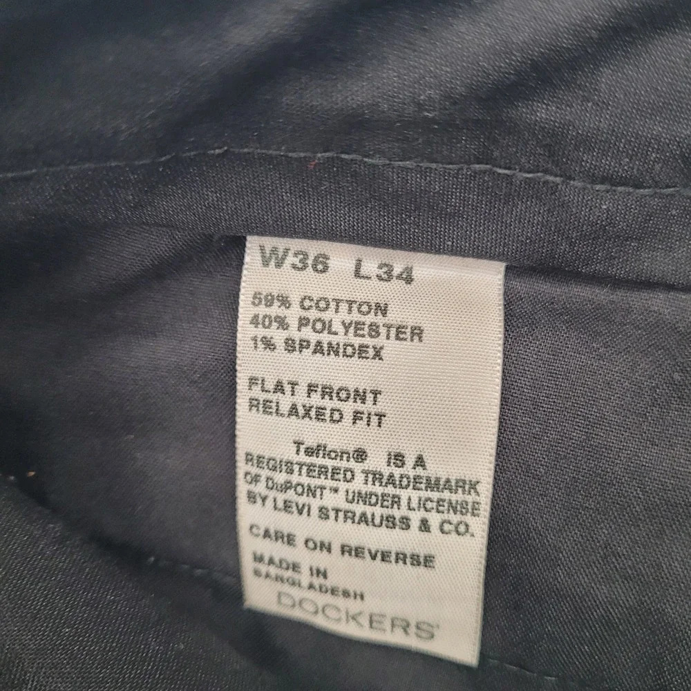 Dockers Mens Relaxed Fit Flat Front Chino Pants Gray 36x34 Cotton Blend 0121
